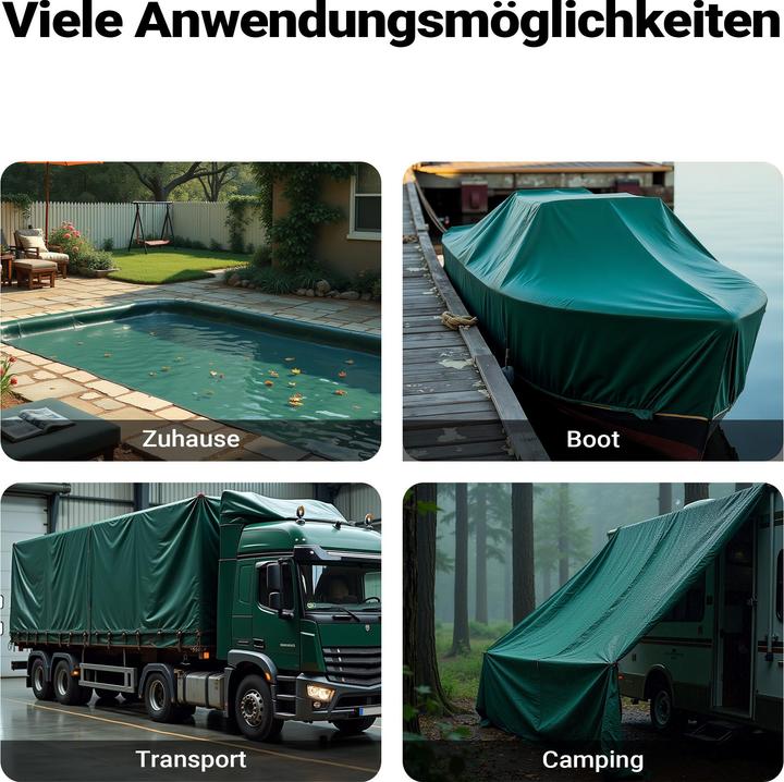 Immagine prodotto Wiltec Telone di copertura resistente alle intemperie verde scuro 4x5m telone da giardino in poliestere (4 x 5 m)