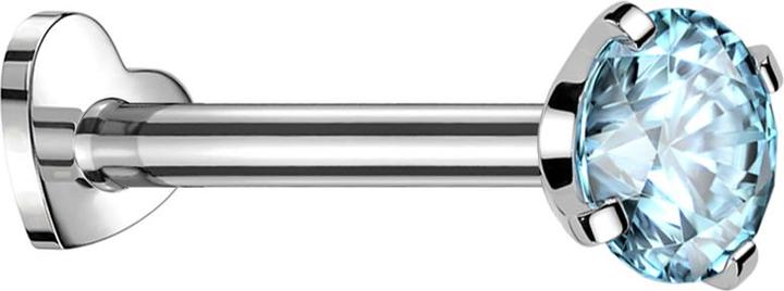 Image du produit Star Piercing Micro Labret Coeur femelle argenté cristal aqua serti (sans laiton, Titane G23)