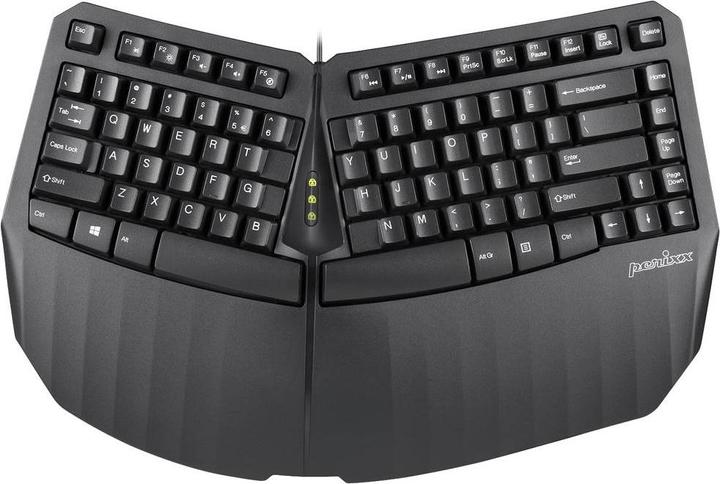 Actual product image Perixx PERIBOARD 413 DE B, ergonomic mini keyboard, black (DE, Cable)