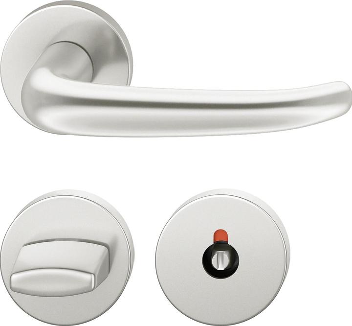 Produktbild FSB Objekt Drückergarnitur 72 1023 AGL auf Rosette WC DIN, silber eloxiert (Türgarnitur)