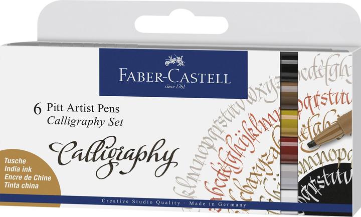 Produktbild Faber-Castell Tuschestifte Pitt Artist Pen Calligraphy 6 Farben (Weiss, Gelb, Braun, Pink, 6 x)