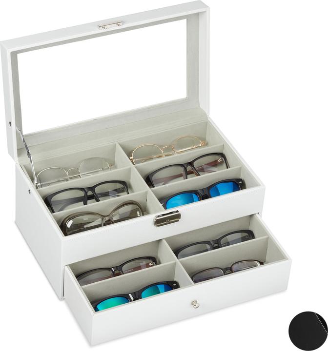 Image du produit Relaxdays Boîte à lunettes blanche 33,5 x 19,5 x 15,5 cm
