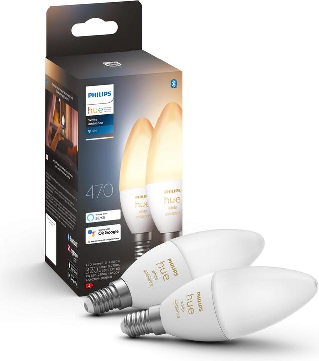 Actual product image Philips Hue White Ambiance BT (E14, 5.20 W, 470 lm, 2 x, G)