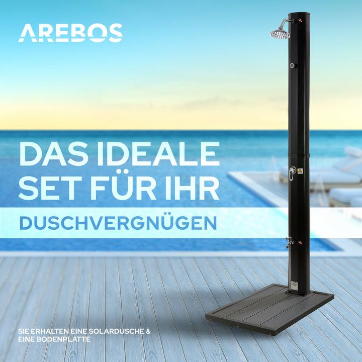 Actual product image Arebos Solar shower with base plate