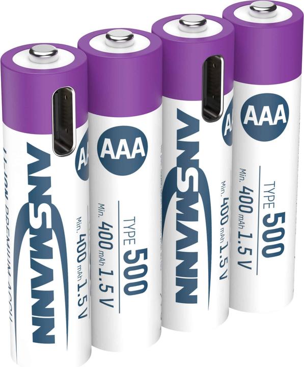 Immagine prodotto Ansmann LR03 USB-C Micro (AAA) batteria ricaricabile Li-Ion 500 mAh 1,5 V 4 pz. (4 pz., AAA, 400 mAh)