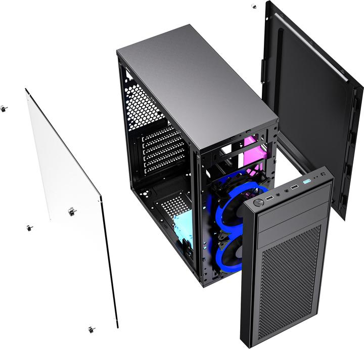 Actual product image Gembird CCC-FC-M100B Gaming Computer Case Fornax M100B Blue Fans (ATX)