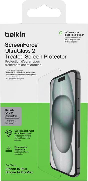Actual product image Belkin ScreenForce Pro UltraGlass2 ant (1 Piece, Apple iPhone 15 Plus)