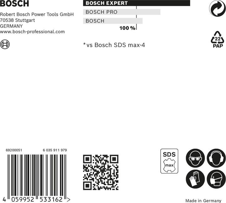 Immagine prodotto Bosch Professional Zubehör Trapano a percussione EXPERT SDS max-8X, 25 x 600 x 720 mm (25 mm)