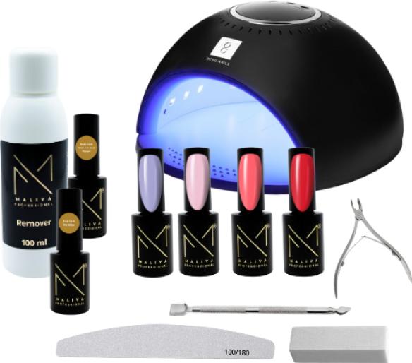 Maliva Gellack Starter Set2 (Sweet Light Pink / 047, Temptation Red / 066, Sweet Watermelone / 038, Pastel Blue Sky / 009, UV-Gel Lack)