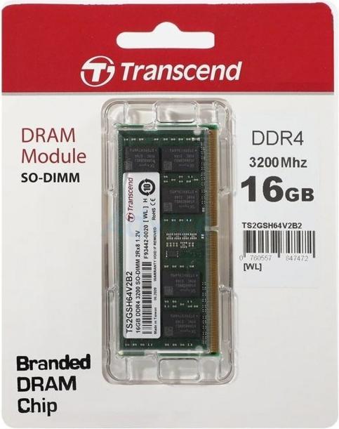 Actual product image Transcend JM3200HSE-16G (1 x 16GB, 3200 MHz, DDR4-RAM, SO-DIMM)