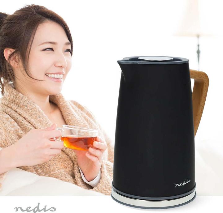 Actual product image Nedis Kettle | 1.7 l | Soft-Touch | Black | Rotates 360 degrees | Concealed heating element | S (1.70 l)