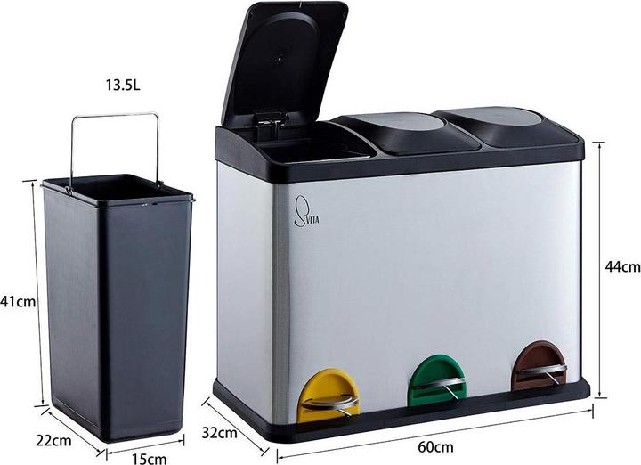 Produktbild Svita TC3X15 Treteimer Silber (45 l)