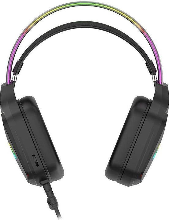 Actual product image Canyon GH-9A, Darkless gaming headset, USB / 2x 3.5mm jack, 2m cable, multicolour RGB backlight, black (Cable)