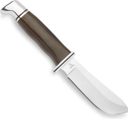 Actual product image Buck SKINNER PRO 103, S35VN steel, stainless, linen micarta, leather sheath (10.20 cm)