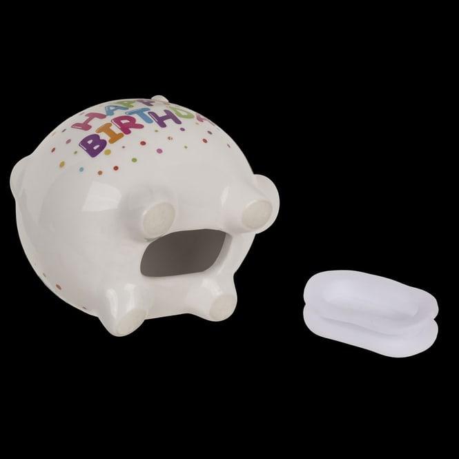Produktbild Out of the blue Sparschwein Happy Birthday - aus Keramik - ca. 8,8 cm - 1 Stück