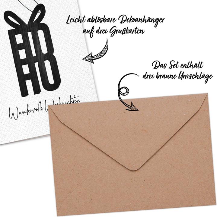 Immagine prodotto Papierdrachen 3 biglietti pieghevoli con etichette in legno - Set natalizio 01 (3 pz.)