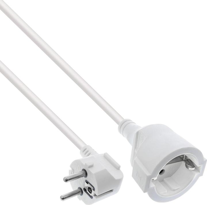 Actual product image InLine Power extension earth contact plug angled / socket, white, 15m (15 m, CEE 7/3)