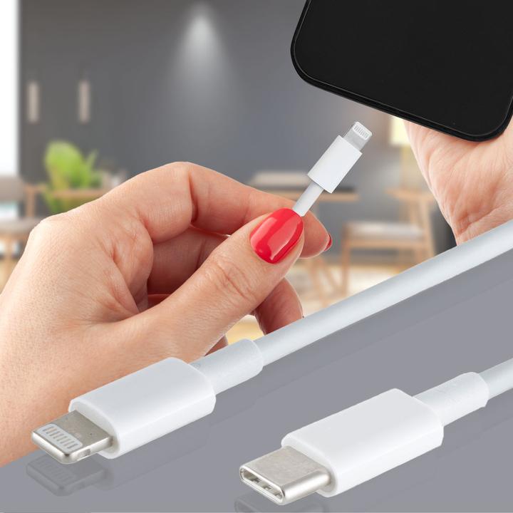 Produktbild S-Impuls 2er-Set Schnellladekabel USB-C auf 8-Pin, weiss, 2 m (2 m, USB 3.0)