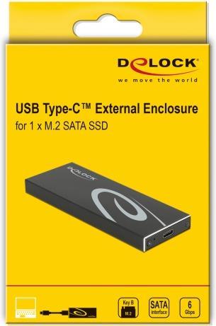 Productafbeelding Delock Externe behuizing voor M.2 SATA SSD met USB Type-C™ aansluiting (M.2 2280, M.2 2260, M.2 2242, M.2 2230)