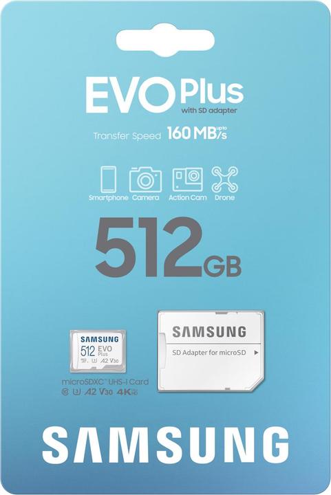 Image du produit Samsung EVO Plus (512 Go, microSDXC, U3, UHS-I)