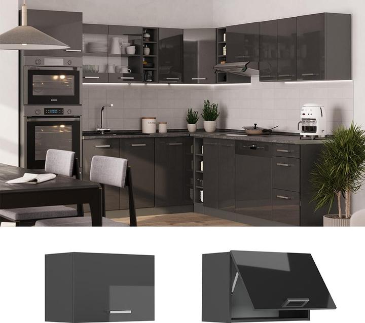 Produktbild Vicco Hängeschrank R-Line, Anthrazit Hochglanz/Anthrazit, 60 cm Flach (60 x 40 x 31 cm)