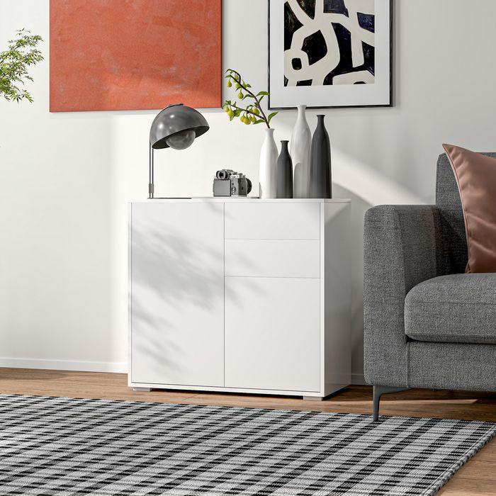 Produktbild Swisshandel24 Sideboard Aufbewahrungsschrank mit Schublade, 2 Türen für Küche Weiss