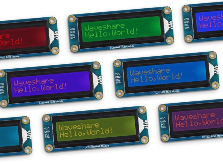 Immagine prodotto WaveShare LCD1602 Display LCD 16x2 I2C con retroilluminazione RGB