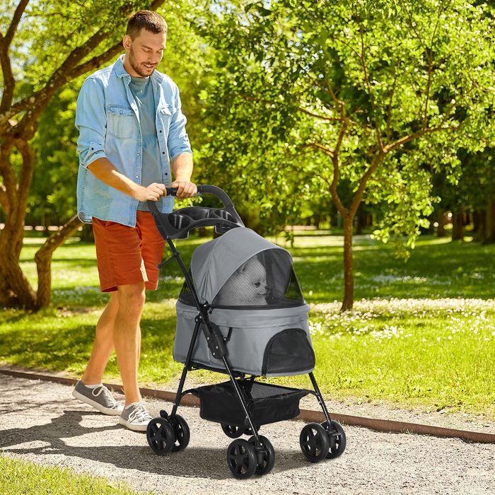 Image du produit Swisshandel24 Poussette pour chien Poussette pour chien pliable Gris Oxford 67 x 45 x 96 cm (Chien, Pliable)
