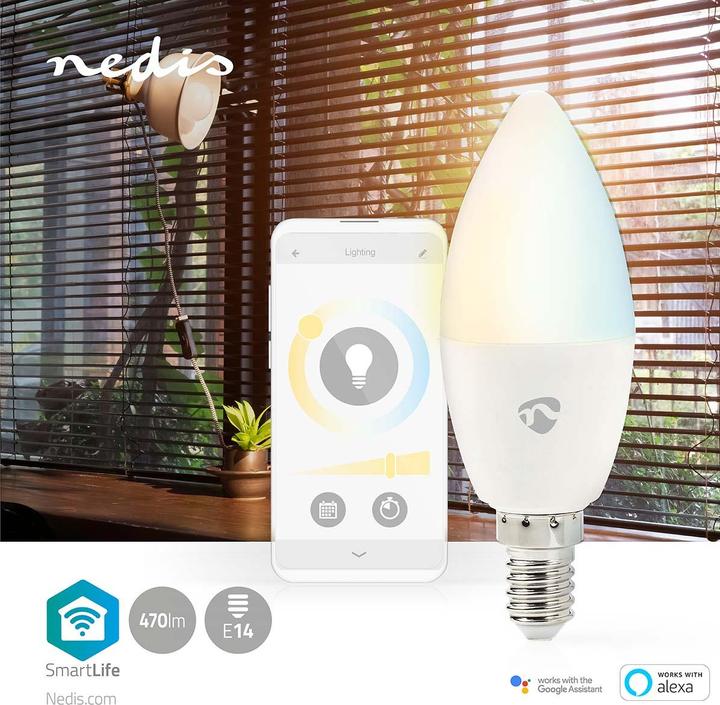 Produktbild Nedis WIFILRW10E14 SmartLife LED Bulb WLAN E14 470 lm 4.9 W Warm to Cool White 2700 - 6500 K Energie (E14, 4.90 W, 470 lm, 1 x, F)
