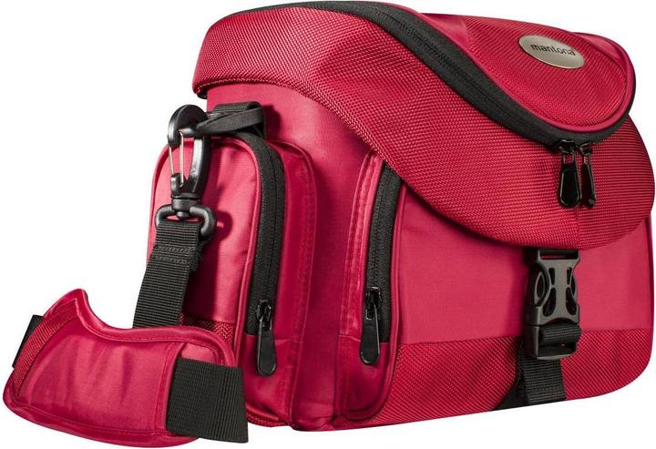 mantona premium Fototasche rot/schwarz (Kamera Schultertasche, 1 l)