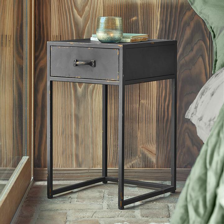 Produktbild Loberon Nachttisch Lysandor antikschwarz (60 x 40 x 35 cm)