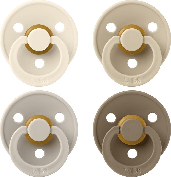 Bibs Nuggi Try-it Colour Latex 0-6m 4 Pack Ivory Sand Vanilla Dark Oak (4 x, up to 6 M.)