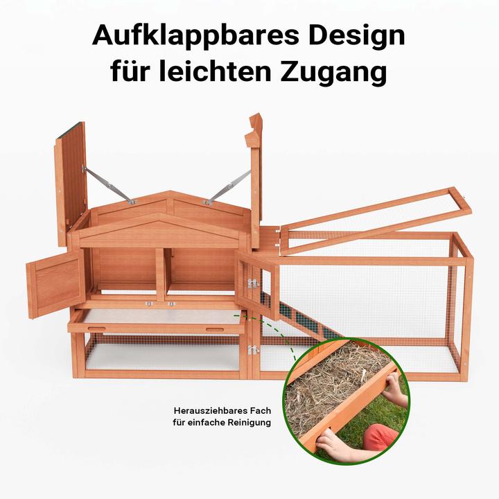 Actual product image Wiltec XXL rabbit hutch 1560x520x680mm free-range enclosure Rabbit cage Small animal hutch