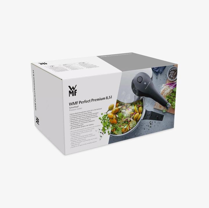 Produktbild WMF Schnellkochtopf 8,5l Dampfkochtopf Perfect Premium Induktion Edelstahl 18/10 (22 cm, Dampfkochtopf, Edelstahl)