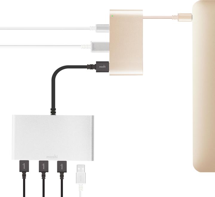 Produktbild Moshi USB-C Multiport Adapter Gold (USB-C, 3 Ports)