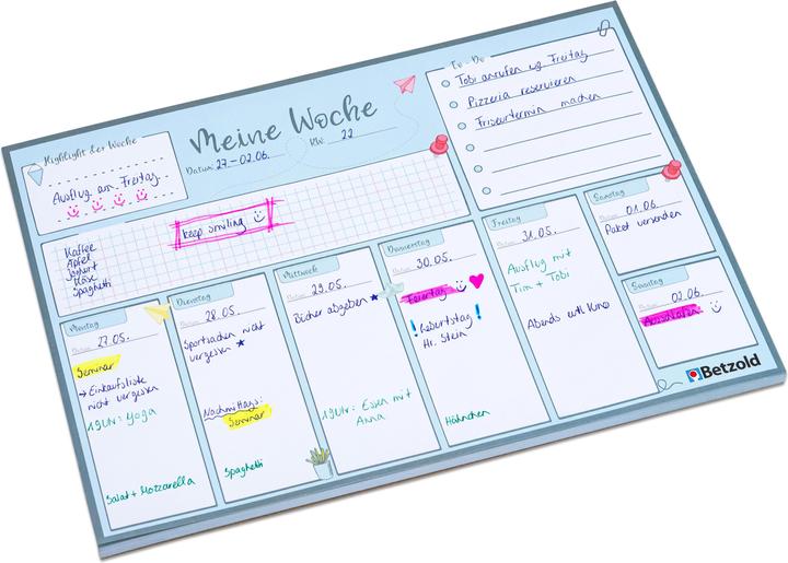 Image du produit Betzold Bloc-notes détachable pour le planning hebdomadaire, DIN A4, 60 pages (A4, Non contraignant, Allemand)