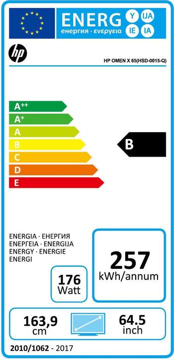 Energy Label HP Omen X Emperium 65 (3840 x 2160 Pixels, 64.50")