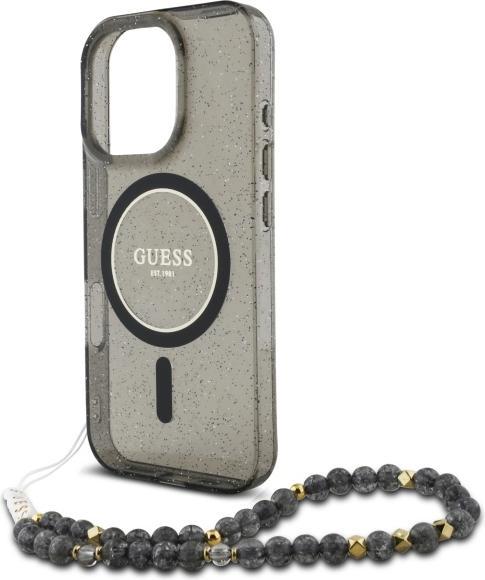 Actual product image Guess GUHMP16XHGCRELSK iPhone 16 Pro Max 6.9" czarny/czarny hardcase IML Glitter With Pearl Strap M