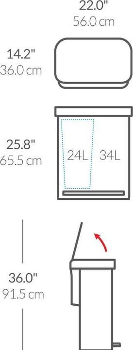Image du produit Simplehuman Poubelle double 58 l, argent brossé (58 l)
