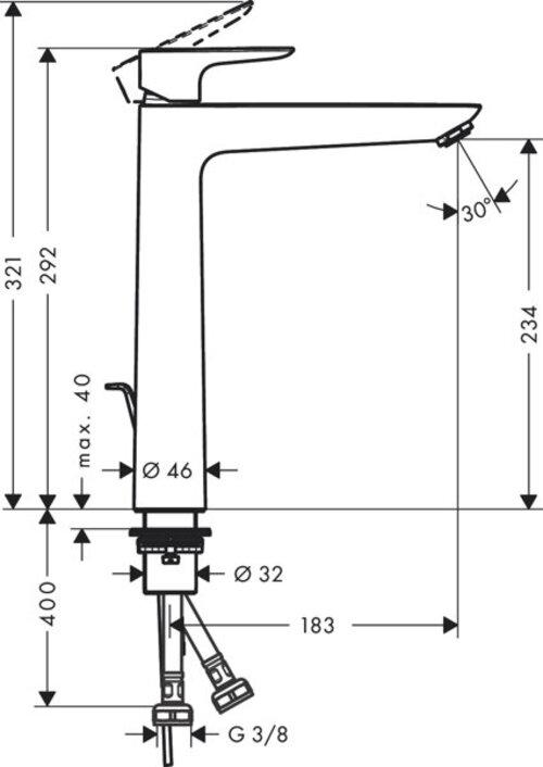 Actual product image hansgrohe HG EH-WT-MI TALIS E 240 with waste G 1 1/4inch matt white