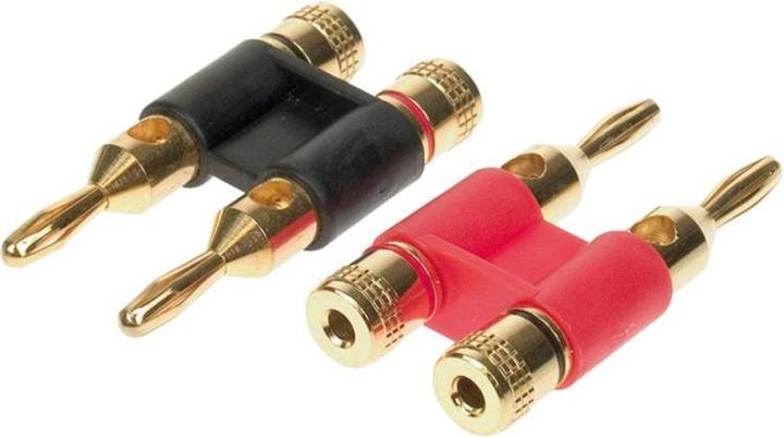 Productafbeelding Goldline Banaanstekker dubbel 1 x rood / 1 x zwart 6 mm