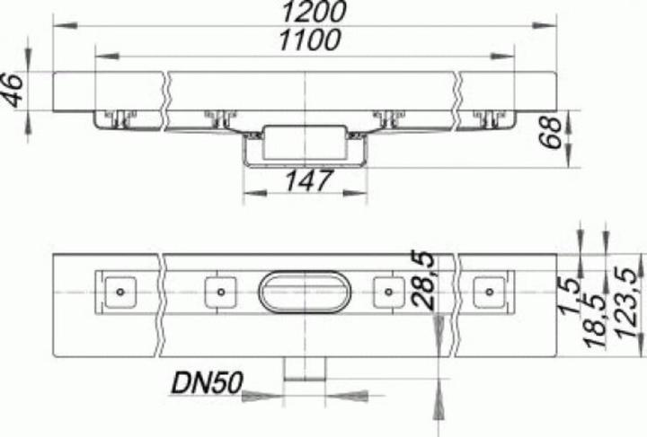 Produktbild Dallmer Duschrinne CeraLine Nano W 1100mm, 523303, DN 50 Bauhöhe 68mm (1445 mm)