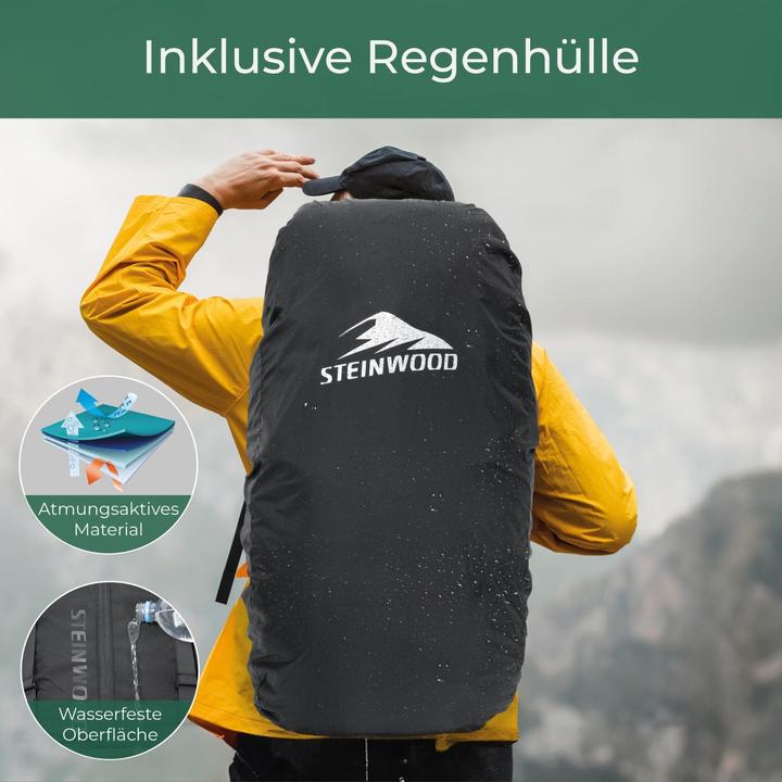 Produktbild Steinwood Trekkingrucksack 70L, Wanderrucksack, wasserabweisend mit Regenhülle (70 l)