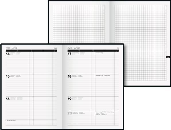Actual product image Book calendar Kompagnon TimeCentre model 725 (2025) (148 x 210 mm, German, French, Italian, English)