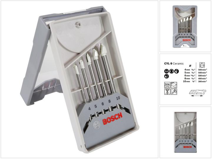 Produktbild Bosch Professional Zubehör 5-tlg. CYL-9 Ceramic Fliesenbohrer-Set, 4–10 mm (4,0-10 mm)