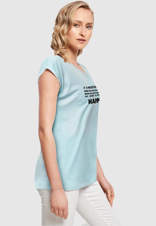 Produktbild Merchcode Ladies Never Too Late Extended Shoulder Tee - 111665 (S)