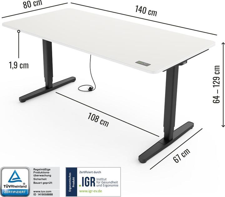Produktbild Yaasa Desk Pro (140 x 80 cm)