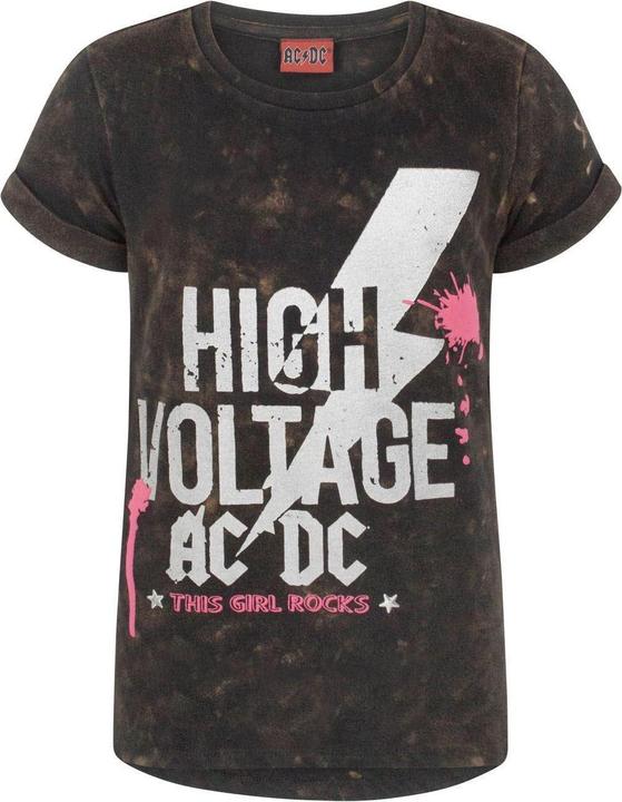 Produktbild AC/DC Mädchen High Voltage Acid Wash TShirt (146, 152)