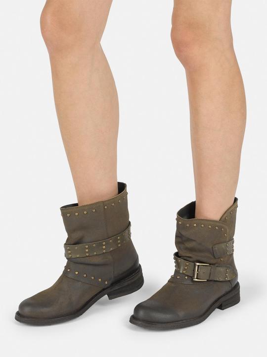 Produktbild Felmini GREDO D905 Bikerstiefel mit dekorativen Nieten entlang des Schafts und Schnallenriemen, mit einem Vi (39)