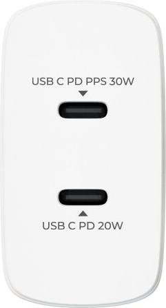 Produktbild prio 50W Schnellladegerät 30W PD PPS (USB C) + 20W PD (USB C) weiss (30 W)